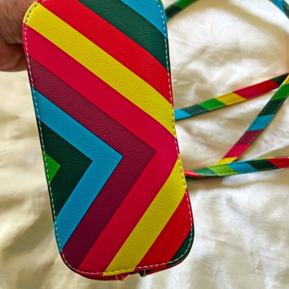 CROSSBODY BAG, RAINBOW MULTICOLOUR, VINYL, TOP ZIPPER, LINED, SHOULDER STRAP, - Picture 6 of 10